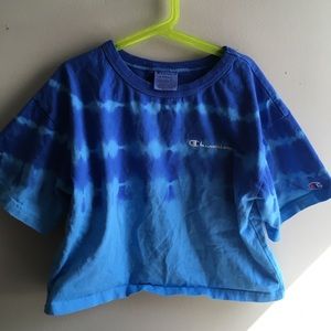 Ti die blue cropped Champion shirt, never worn